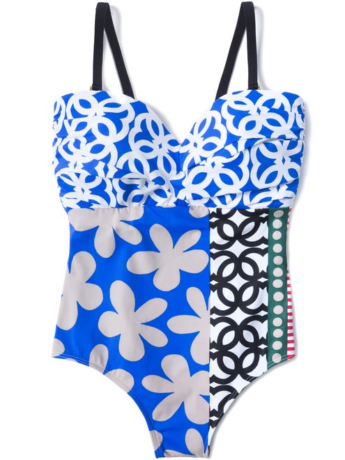 Eloquii Twist Front One-Piece Swimsuit, available in sizes 12-28, $119.90.