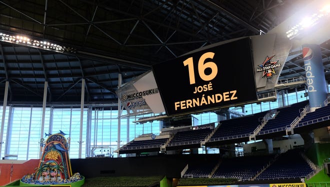 Marlins Park honors starting pitcher Jose Fernandez.