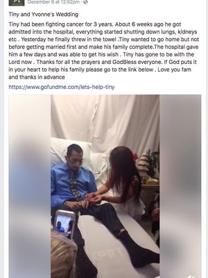 Raul Hinojosa and Yvonne Lamas got married in Hinojosa's hospital room on Friday. Hinojosa died 36 hours later after a long battle with leukemia.