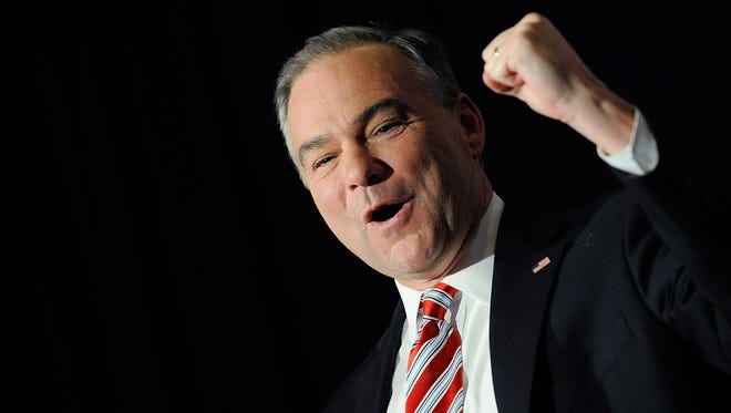 Kaine speaks to his supporters after winning his Senate race on Nov. 6, 2012, in Richmond, Va.