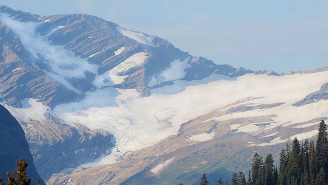 Closeup Grinnel Glacier in natural state in Glacier National Park.