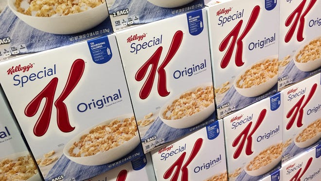 Kellogg cereals, including Special K, are stacked at a store in Arlington, Va.
