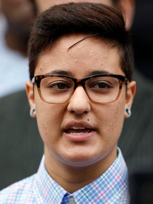 Daniela Vargas speaks about the recent immigration raid that picked up more than 50 allegedly undocumented immigrants including her father and brother during a news conference Wednesday, March 1, 2017, at the Jackson, Miss., city hall. A shot time after the news conference, Vargas was detained by ICE officials. A college student, Vargas hopes to continue her education but fears for the fate of other undocumented immigrant families.