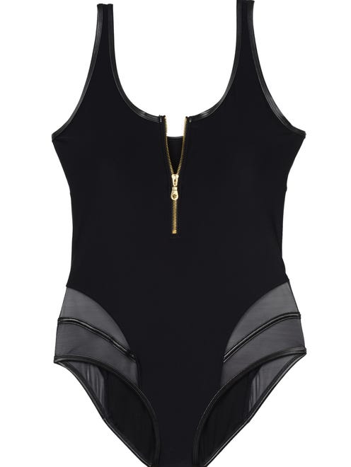 Swimsuits For All GabiFresh x Swimsuits For All D/DD + E/F Midnight Zipper Swimsuit, sizes 12-24, $70.