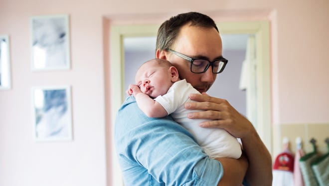 The majority of Americans surveyed for a recent Pew Research Center study say men and women should have paid leave after the birth or adoption of a baby.