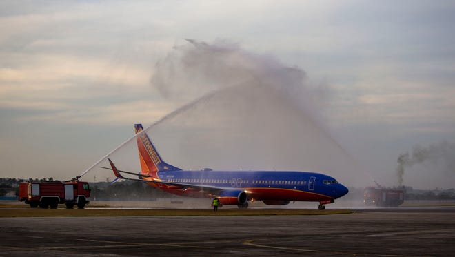 Southwest Airlines' maiden flight to Havana, Cuba, arrives on Dec. 12, 2016.