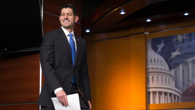 Ryan arrives for a news conference on Capitol Hill on May 12, 2016.