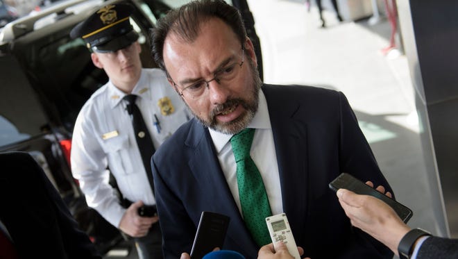 Mexican Foregn Minister Luis Videgaray Caso speaks with reporters as he leaves the U.S. Department of State after a meeting Feb. 8, 2017 in Washington, DC. /