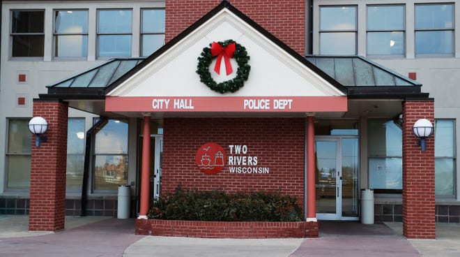 The exterior of the Two Rivers city hall and police department, Tuesday, February 27, 2024, in Two Rivers, Wis. A press conference was held on missing three-year-old Elijah Vue.