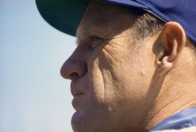Brewers manager Dave Bristol during the Brewers' first opening day on April 7, 1970. The game was also the season opener for the Brewers. A crowd of 37,237 saw the Brewers fall to the California Angels 12-0.