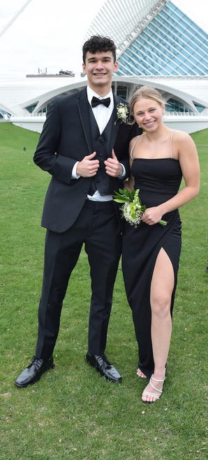 The Milwaukee Art Museum provides the perfect backdrop for prom photos for Franklin High School seniors Jackson Sikora and Ella Michalak on Saturday, April 20, 2024. The school's prom was held at the nearby Discovery World.
