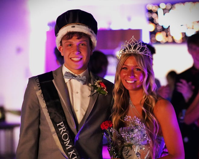 Little Chute Prom King Jacob Verhagen and Queen Samantha Miller pose for a photo at the dance on Saturday, April 27, 2024.